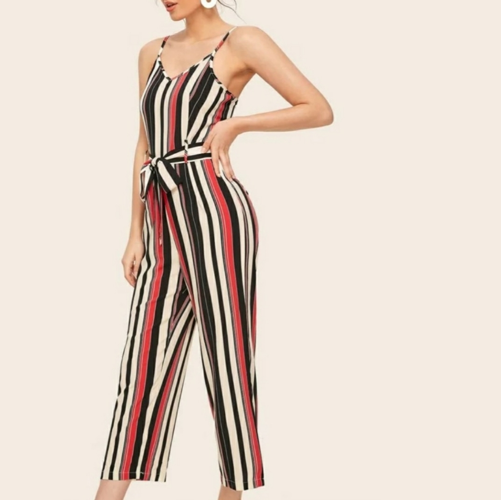 Tie waist Striped Cami Jumpsuit XL